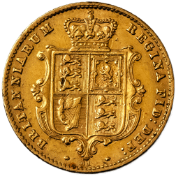 Pre-Owned 1871 London Mint Victorian 'Shield' Half Sovereign Gold Coin