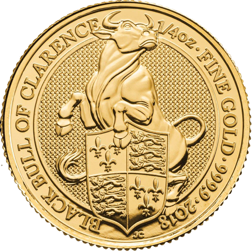 Pre-Owned 2018 UK Queen’s Beasts The Black Bull Of Clarence 1/4oz Gold Coin