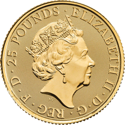 Pre-Owned 2018 UK Queen’s Beasts The Black Bull Of Clarence 1/4oz Gold Coin