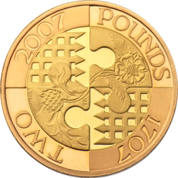 Pre-Owned 2007 Act of Union £2 Proof Design Gold Coin