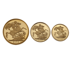 Pre-Owned 2009 UK Sovereign Gold Proof 3-Coin Set