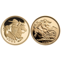 Pre-Owned 2005 and 2006 UK Half Sovereign Proof Gold 2-Coin Set