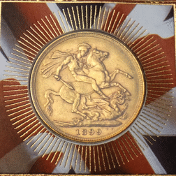 Pre-Owned 1899 UK Full Sovereign Gold Coin With Winston Churchill Presentation Card