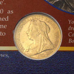 Pre-Owned 1899 UK Full Sovereign Gold Coin With Winston Churchill Presentation Card