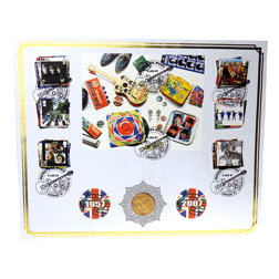 Pre-Owned 1957 Full Sovereign Gold Coin And The Beatles Stamp Set