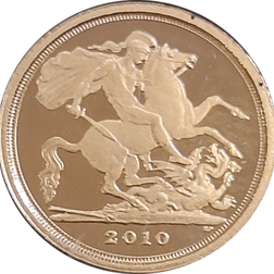 Pre-Owned 2010 UK Quarter Sovereign Proof Gold Coin