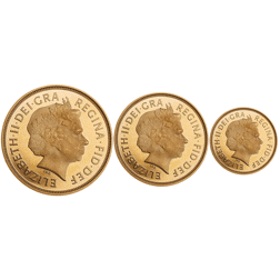 Pre-Owned 2013 UK Full, Half, and Quarter Sovereign Proof Gold 3-Coin Collection