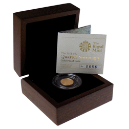 Pre-Owned 2011 UK Quarter Sovereign Proof Gold Coin