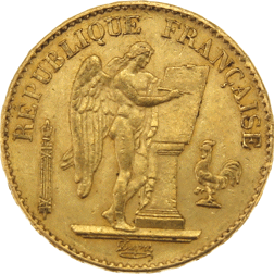 Pre-Owned 1878 French Angel 20 Franc Gold Coin