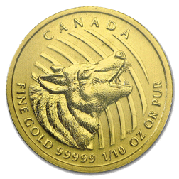 Pre-Owned Canadian Howling Wolf 1/10oz Gold Coin