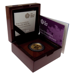 Pre-Owned 2018 UK Four Generations of The Royal Family Proof 1/4oz Gold Coin