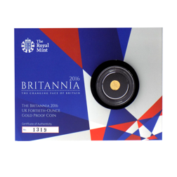 Pre-Owned 2016 UK Britannia Carded 1/40oz Proof Gold Coin