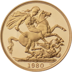 Pre-Owned 1980 UK Double Sovereign Proof Design Gold Coin