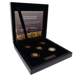 Pre-Owned 1914-1918 UK WW1 Full Sovereign Gold 5-Coin Set