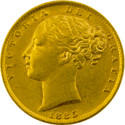 Pre-Owned 1885 Sydney Mint Victoria 'Shield' Full Sovereign Gold Coin