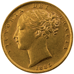 Pre-Owned 1885 Sydney Mint Victoria 'Shield' Full Sovereign Gold Coin