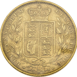 Pre-Owned 1864 London Mint DN.33 Victorian 'Shield' Full Sovereign Gold Coin