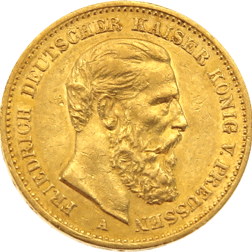 Pre-Owned 1888 German Frederick III 20 Mark Gold Coin
