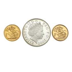 Pre-Owned 2000 UK Queen Mother Royal Birthday Gold & Silver 3-Coin Collection