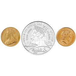 Pre-Owned 2000 UK Queen Mother Royal Birthday Gold and Silver 3-Coin Collection