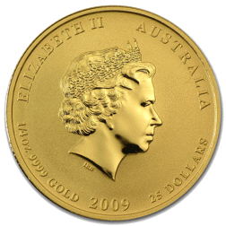 Pre-Owned 2009 Australian Lunar Ox 1/4oz Gold Coin