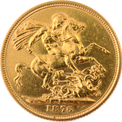 Pre-Owned 1876 Melbourne Victoria Young Head Full Sovereign with Box and Certificate