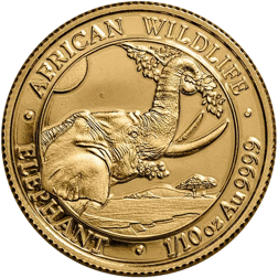 Pre-Owned Somalian Elephant 1/10oz Gold Coin - Mixed Dates