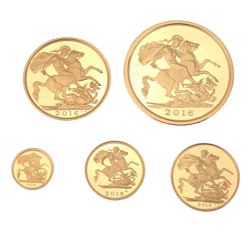 Pre-Owned 2016 UK Sovereign Gold Proof 5-Coin Set