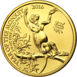 Pre-Owned 2016 UK Lunar Monkey 1/4oz Gold Coin
