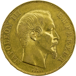 Pre-Owned 1859 French Napolean III 50 Franc Gold Coin