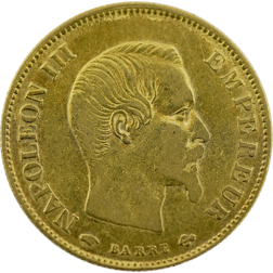 Pre-Owned 1860 French 10 Franc Napoleon Wreath Gold Coin