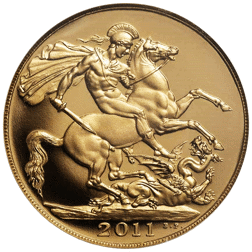 Pre-Owned 2011 UK Double Sovereign Proof Design Gold Coin