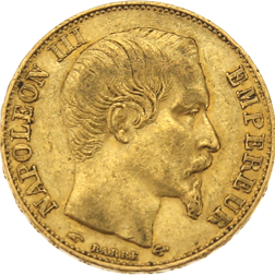 Pre-Owned 1857 French Napoleon Wreath 20 Franc Gold Coin
