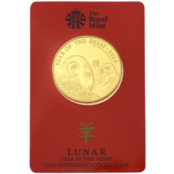Pre-Owned 2015 UK Lunar Sheep 1oz Gold Coin - Carded