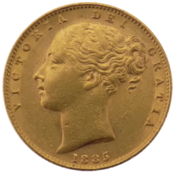 Pre-Owned 1885 Melbourne Mint Victoria 'Shield' Full Sovereign Gold Coin