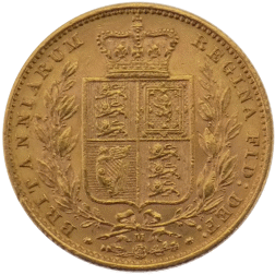 Pre-Owned 1885 Melbourne Mint Victoria 'Shield' Full Sovereign Gold Coin