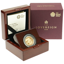 Pre-Owned 2018 UK Proof Piedfort Full Sovereign Gold Coin