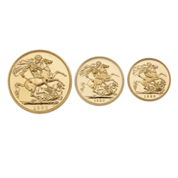 Pre-Owned 1983 UK Double, Full, and Half Sovereign Proof Gold 3-Coin Set