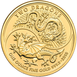 Pre-Owned 2018 UK Two Dragons 1oz Gold Coin