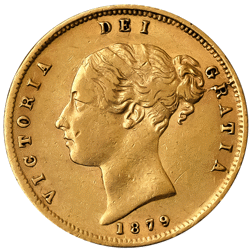 Pre-Owned 1879 Sydney Mint Victorian 'Shield' Half Sovereign Gold Coin