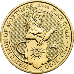2020 UK Queen’s Beasts The White Lion of Mortimer 1/4oz Gold Coin