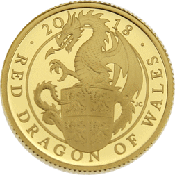 Pre-Owned 2018 UK Queen’s Beasts The Dragon 1/4oz Proof Gold Coin