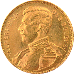 Pre-Owned 1914 Belgium Albert I 20 Franc Gold Coin