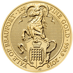 Pre-Owned 2019 UK Queen's Beasts Yale of Beaufort 1oz Gold Coin