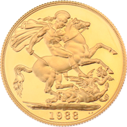 Pre-Owned 1988 UK Double Sovereign Proof Design Gold Coin