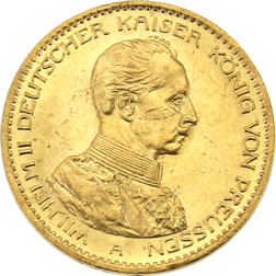 Pre-Owned 1914 German Wilhelm II 20 Mark Gold Coin