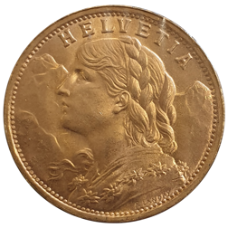 Pre-Owned 1935 Swiss 20 Franc Helvetia Gold Coin