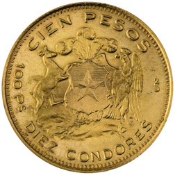 Pre-Owned 1961 Chile 100 Peso Gold Coin
