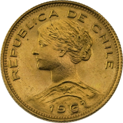 Pre-Owned 1961 Chile 100 Peso Gold Coin