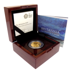 Pre-Owned 2018 UK Britannia 1/4oz Proof Gold Coin